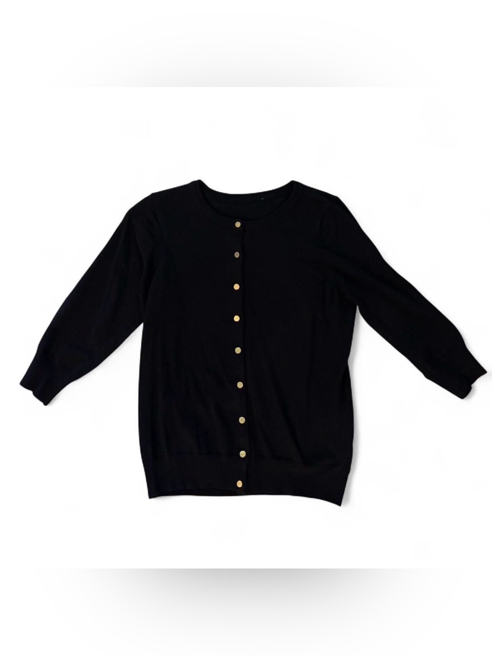 Black Button-Front Women's Sweater - Classic Crewneck